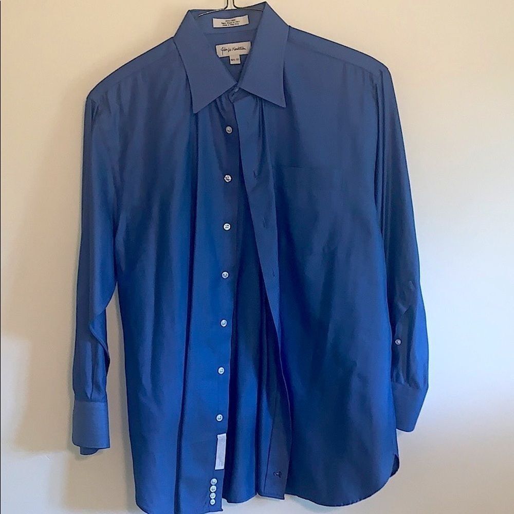 John W Nordstrom Blue Herringbone Dress Shirt